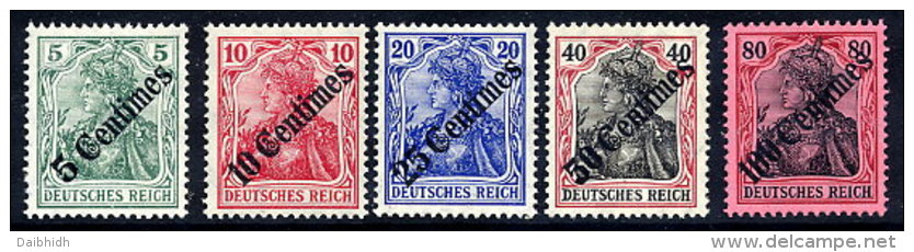 GERMAN P.O. In TURKEY 1908 Surcharges On Deutsches Reich Definitives MNH / LHM. Michel 48-52 - Turkey (offices)