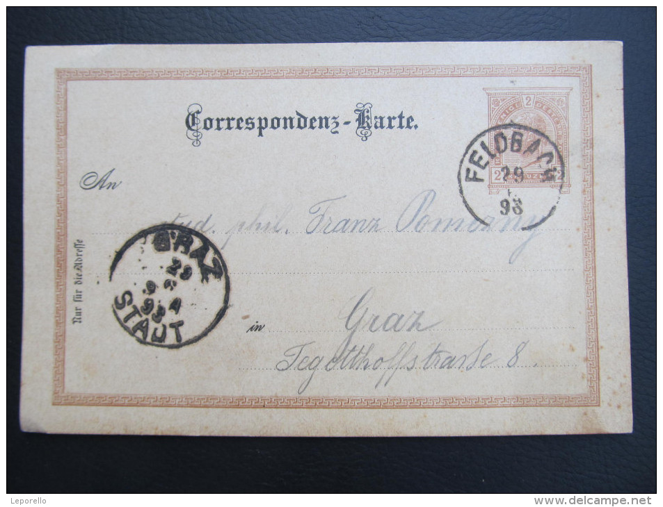 GANZSACHE FELDBACH - GRAZ 1898 Korrespondenzkarte  ///  D*16515 - Briefe U. Dokumente