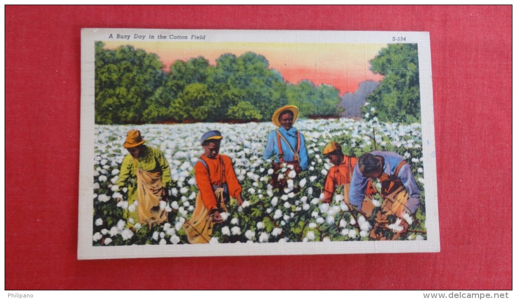 Black Americana Busy Day In Cotton Fields 1942 Cancel--1845 - Black Americana