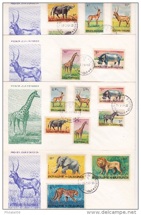 ANCIENNES COLONIES BELGES (RWANDA, BURUNDI, CONGO)  MAMMIFERES AFRICAINS  14 FDC - Andere & Zonder Classificatie