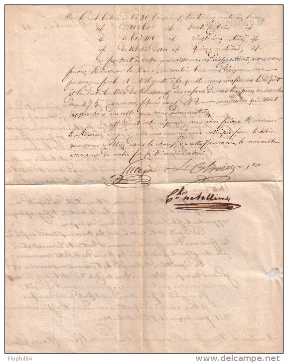 BASSES ALPES -  DIGNE - GRIFFE PREFET DES BASSES ALPES - LETTRE ENTETE DE LA COMMISSION DES HOPITAUX ET HOSPICES DE MAR - 1801-1848: Precursors XIX