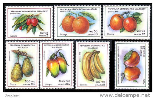 Madagascar, 1992, Fruits, Food, MNH Set, Michel 1359-1365 - Alimentation