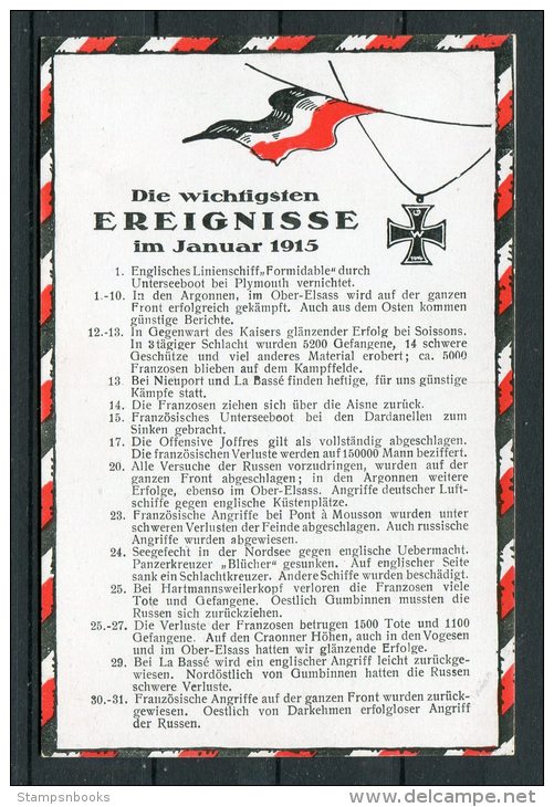 WW1 Germany Kriegsereignisse Flag Postcard January 1915 - Patriotic