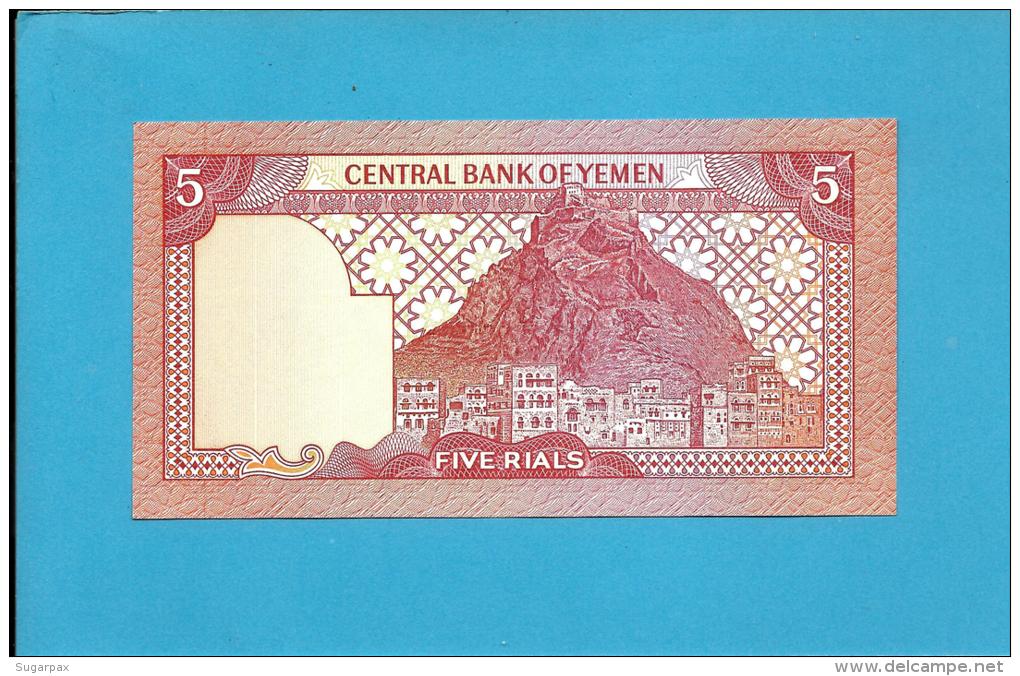 YEMEN ARAB REPUBLIC - 5 RIALS -  ND ( 1991 ) - P 17.c -  Sign. 8 - UNC. - Central Bank Of Yemen - 2 Scans - Jemen