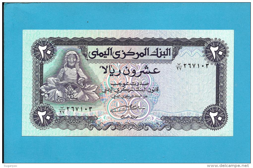 YEMEN ARAB REPUBLIC - 20 RIALS -  ND ( 1985 ) - P 19.c -  Sign. 8 - UNC. - W/ VERTICAL LINES - Central Bank Of Yemen - Yémen