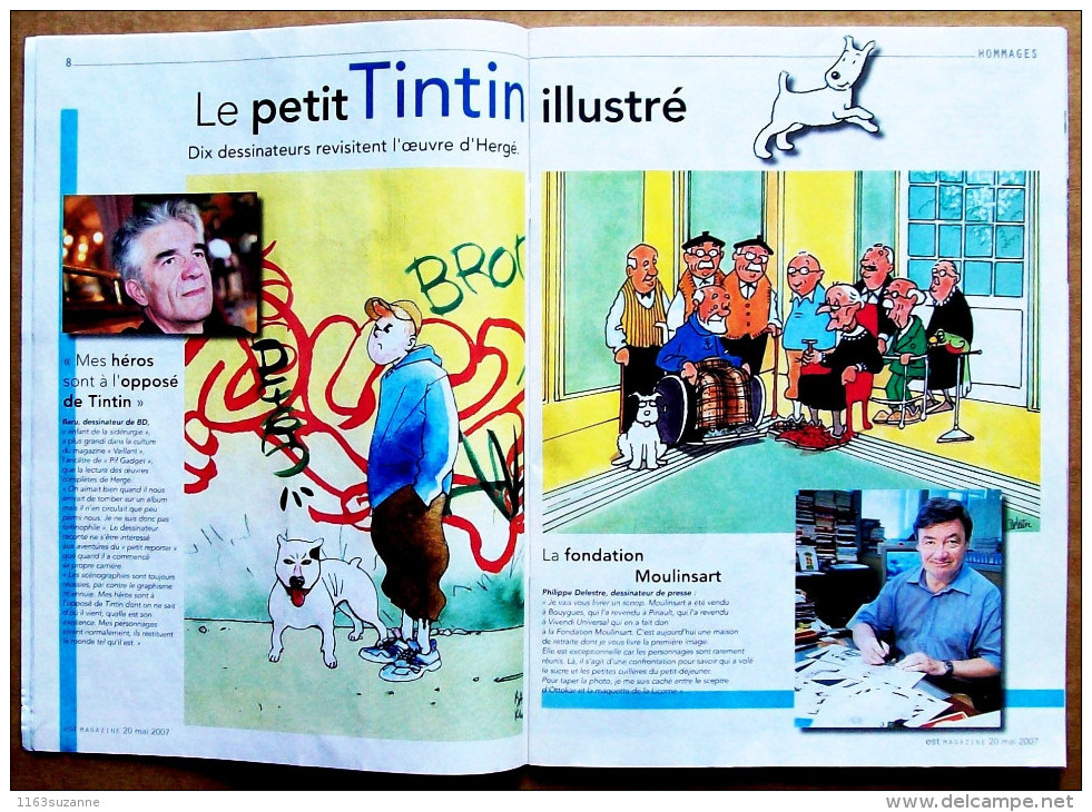 EST MAGAZINE Spécial Hergé N° 422 (2007) : 100% Tintin Pour Les 100 Ans D'Hergé > Couverture De Philippe Delestre - Hergé