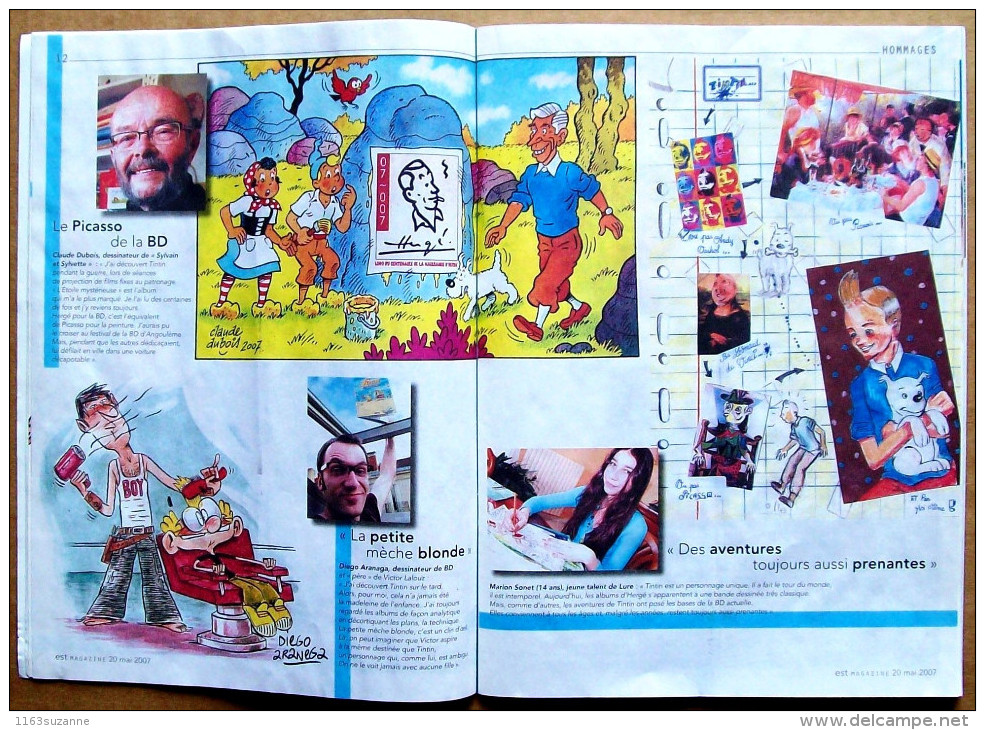 EST MAGAZINE Spécial Hergé N° 422 (2007) : 100% Tintin Pour Les 100 Ans D'Hergé > Couverture De Philippe Delestre - Hergé