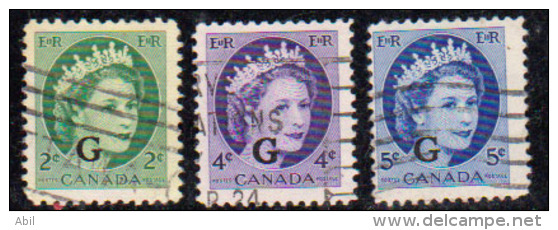 Canada 1955-1956 N°Y.T. : TS. 39 à 41 Obl. - Surchargés