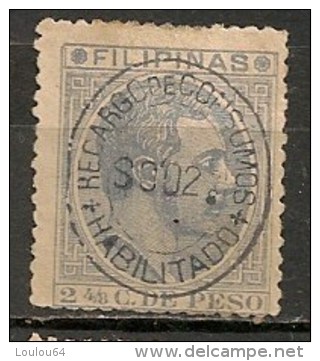 Timbres - Espagne - Colonies Et Dépendances - Philipines - 1882 -  2 4/8 C. De Peso - Fiscal - - Philippinen