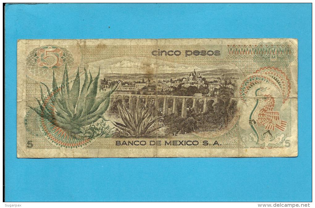 MEXICO - 5 PESOS - 27.10.1971 - Pick 62.b - Série 1R - LA CORREGIDORA - 2 Scans - Mexique