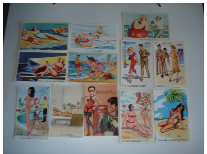 Beau Lot De 30 Cartes Illustrees Pin-up Et Femmes Sexy ' Chaperon , Carrieres Et Autres Illustrateurs - Unclassified