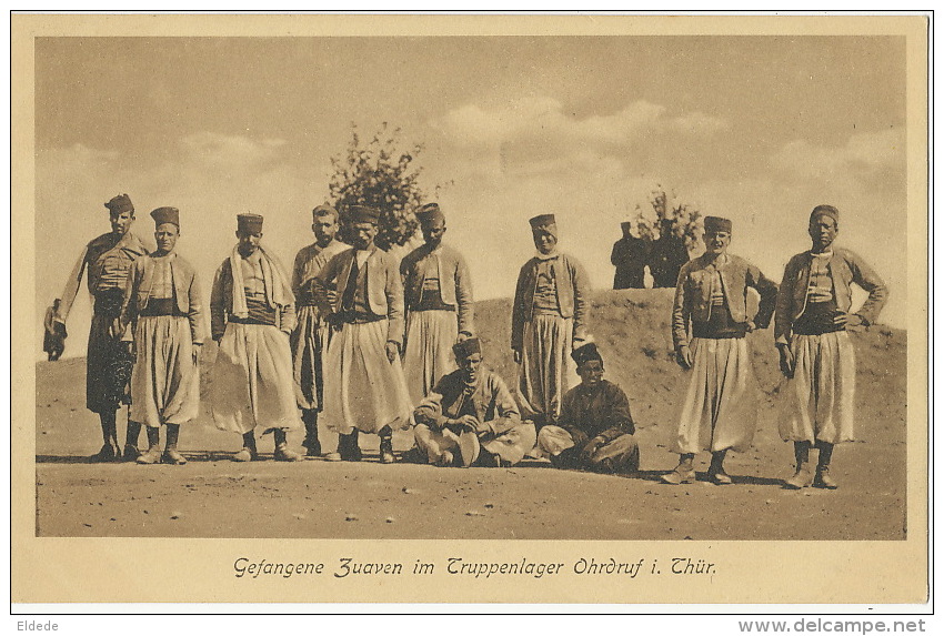 Ohrdruf Gefangene Zuaven Im Truppenlager Zouaves Prisonniers Guerre Guerre 1914 WWI Edit Emil Meiner - Autres & Non Classés