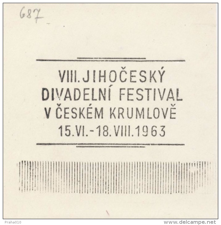 J1901 - Czechoslovakia (1945-79) Control Imprint Stamp Machine (R!): VIII. Theatre Festival Of South Bohemia 1963 - Essais & Réimpressions