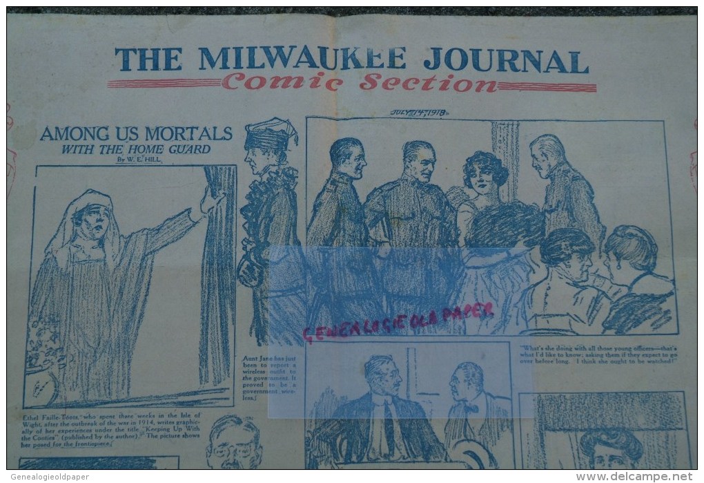 ETATS UNIS- AMERIQUE- WISCONSIN - THE MILWAUKEE JOURNAL- COMIC SECTION - SUNDAY JULY 14- 1918- WW I - Military/ War