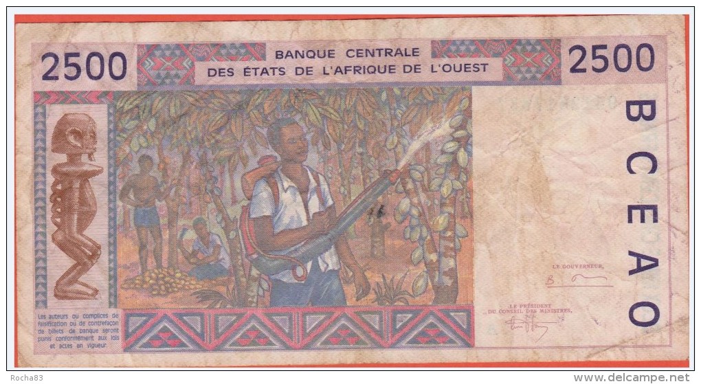 AFRIQUE De L' OUEST - COTE D'IVOIRE - 2.500 Francs  1994 - Pick 112A C - Autres - Afrique