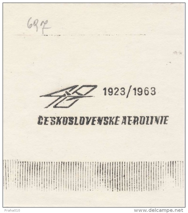 J1918 - Czechoslovakia (1945-79) Control Imprint Stamp Machine (R!): "40" 1923/1963 Czechoslovak Airlines - Proofs & Reprints