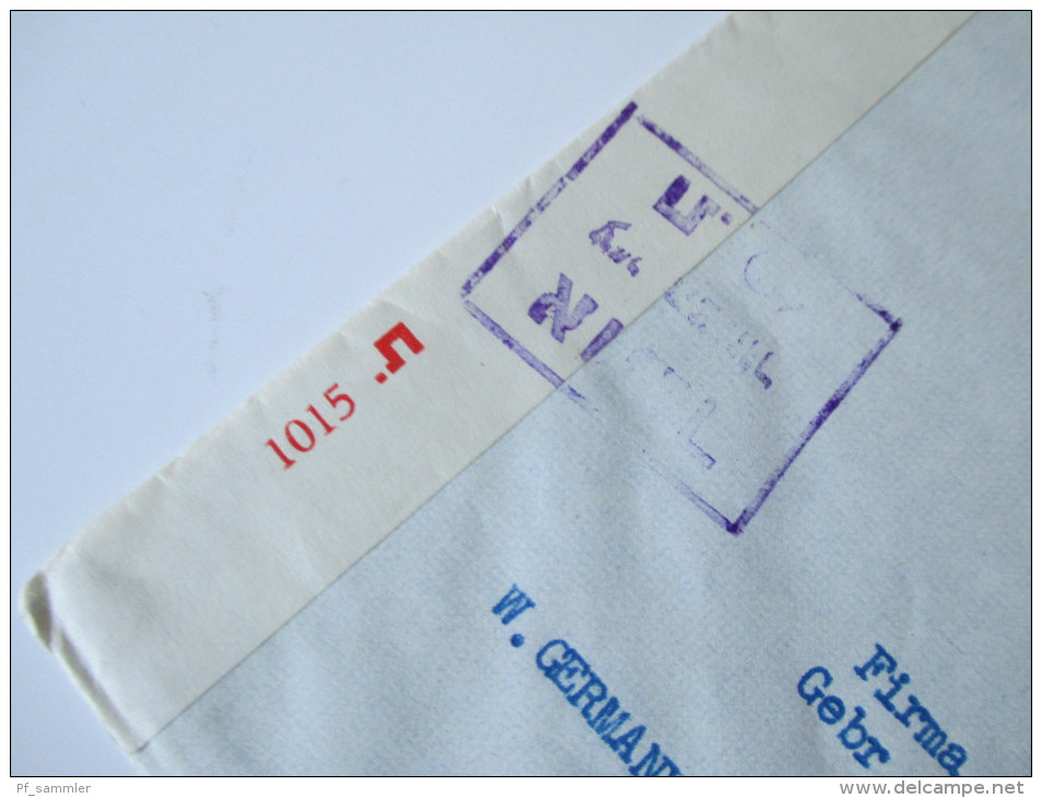 Israel Luftpostbeleg 1952. Zensurbeleg. Tel - Aviv - Sassenberg. Overseas Impost LTD. Par Avion. - Cartas & Documentos