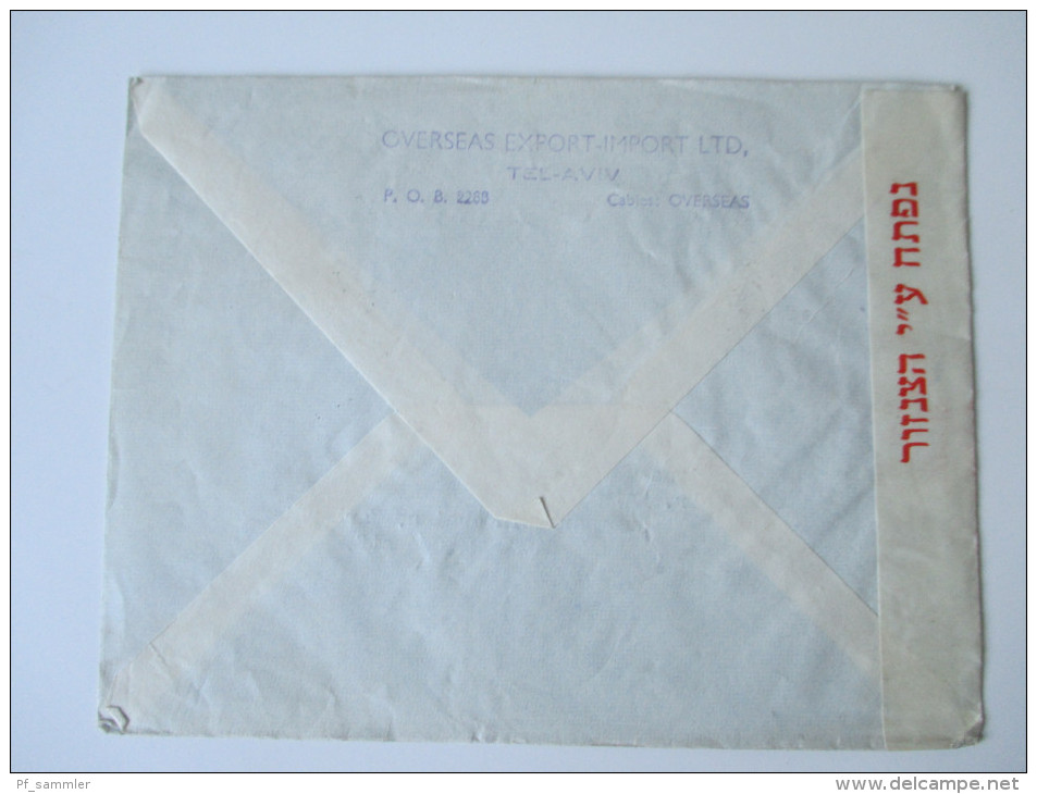 Israel Luftpostbeleg 1952. Zensurbeleg. Tel - Aviv - Sassenberg. Overseas Impost LTD. Par Avion. - Covers & Documents