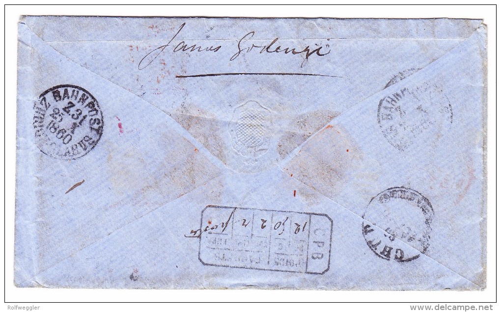 OZ Australien Victoria SG.#73 81 82 Auf 3 Farben-Frankatur R-Brief 30.7.1860 Ballarat In Die Schweiz - Lettres & Documents