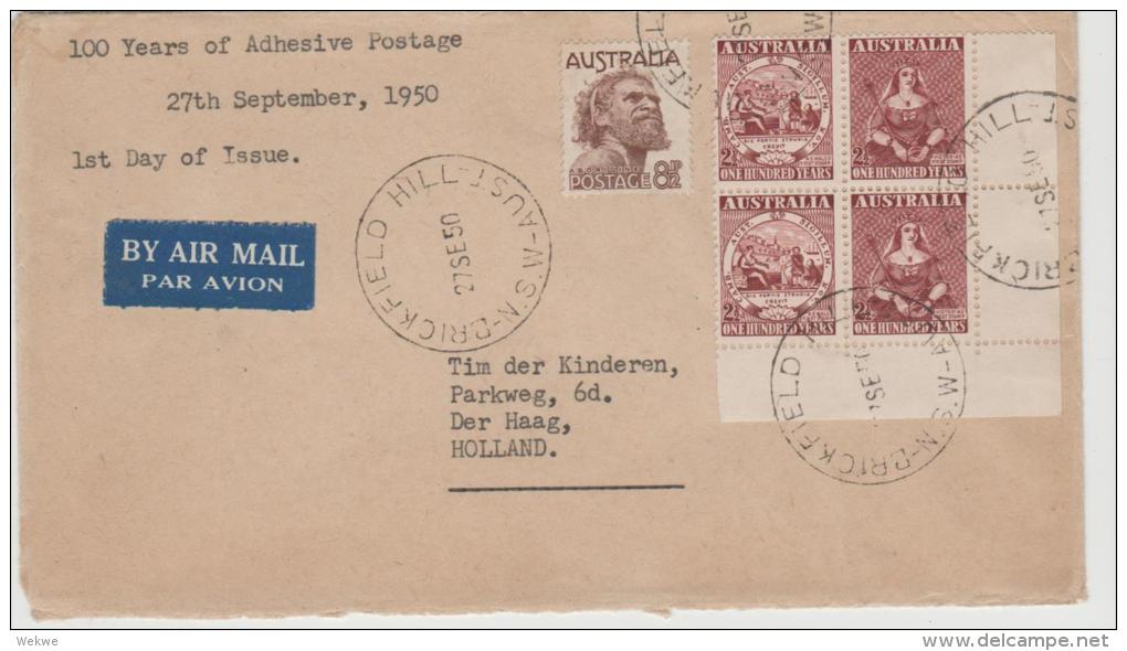 Aus321/  Attraktiver Brief - Briefmarken-Jubiläum  Mit Eckrandzusammendruck 1950 - Lettres & Documents