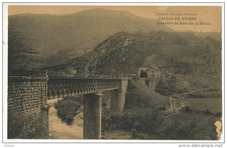 Caldas De Oviedo Estacion De Fuso De La Reina  Libreria Escolar  Edit Hauser Y Menet - Asturias (Oviedo)