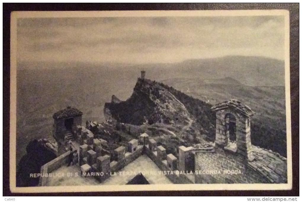 SAN MARINO 1946 - TERZA TORRE VISTA DALLA SECONDA ROCCA - SERIE ED ANNULLO I CONVEGNO FILATELICO - San Marino