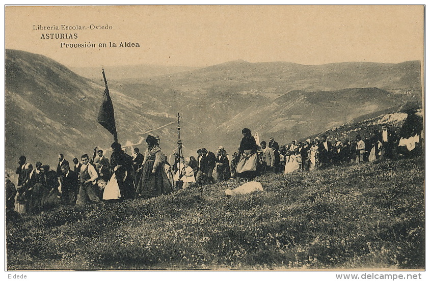 Asturias  Procesion En La Aldea  Libreria Escolar Oviedo  Hauser Y Menet - Asturias (Oviedo)