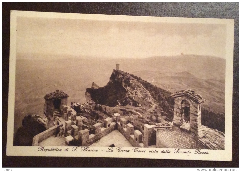 SAN MARINO - TERZA TORRE VISTA DA SECONDA ROCCA  - VIAGGIATA 1939 - EDITORE A.REFFI - San Marino