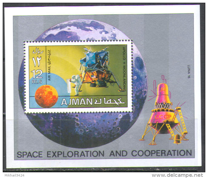 1638 Space Raumfahrt Weltraum Apollo Luna 16 Ajman S/s MNH ** 8,5ME - Asia