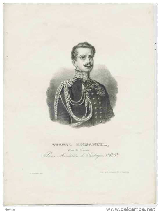 Savoie  VICTOR  EMMANUEL Duc De Savoie   Litho De J.Aubert &Cie Chambéry. Dessin De P.Courtois - Litografia