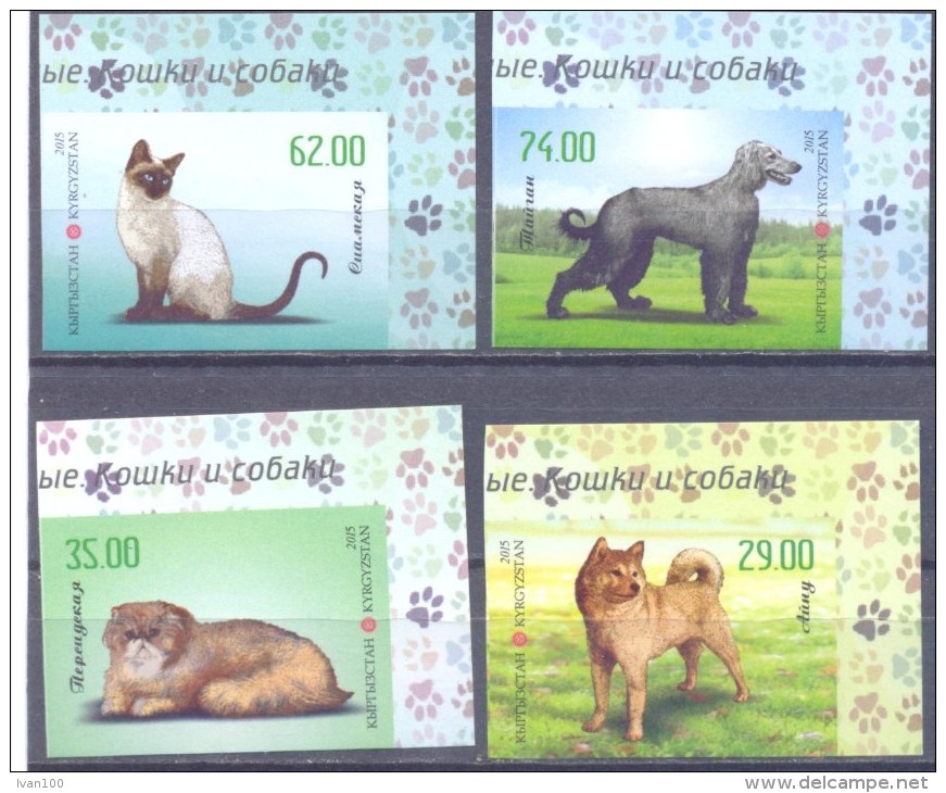 2015. Kyrgyzstan, Cats & Dogs, 4v IMPERFORATED, Mint/** - Kirghizistan