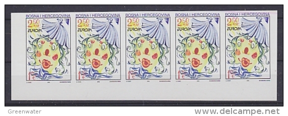 Europa Cept 2002 Bosnia/Herzegovina Sarajevo 1v Strip Of 5 IMPERFORATED ** Mnh (22116) - 2002