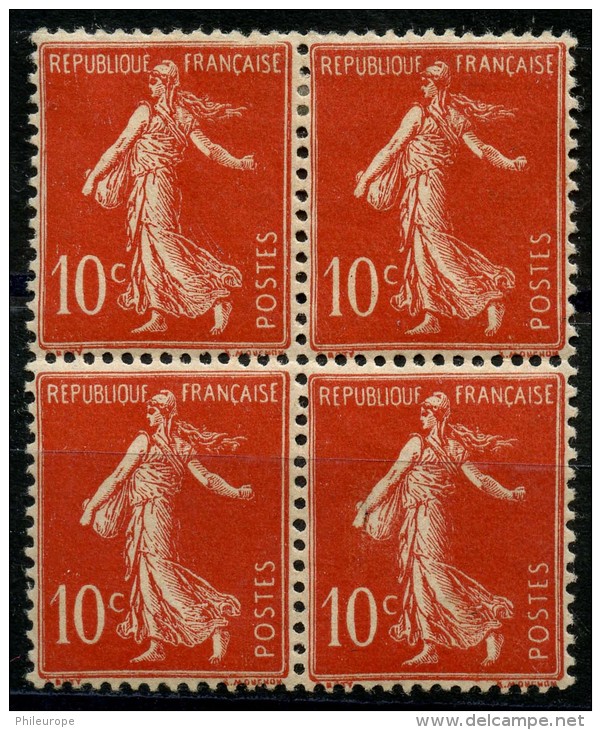 France (1906) N 135 2 Timbre Luxe Et 2 Timbre Charniere (Bloc De 4) - Ongebruikt
