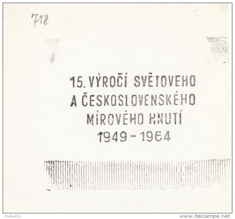 J1953 - Czechoslovakia (1945-79) Control Imprint Stamp Machine (R!): 15th Anniversary Of The Peace Movement (1949-1964) - Proofs & Reprints