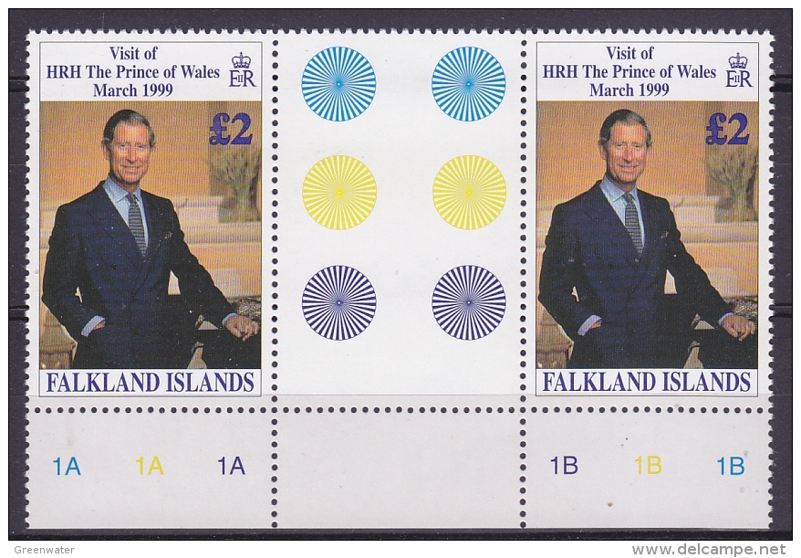 Falkland Islands 1999 Visit Prince Of Wales 1v Gutter ** Mnh (22120) - Falklandeilanden