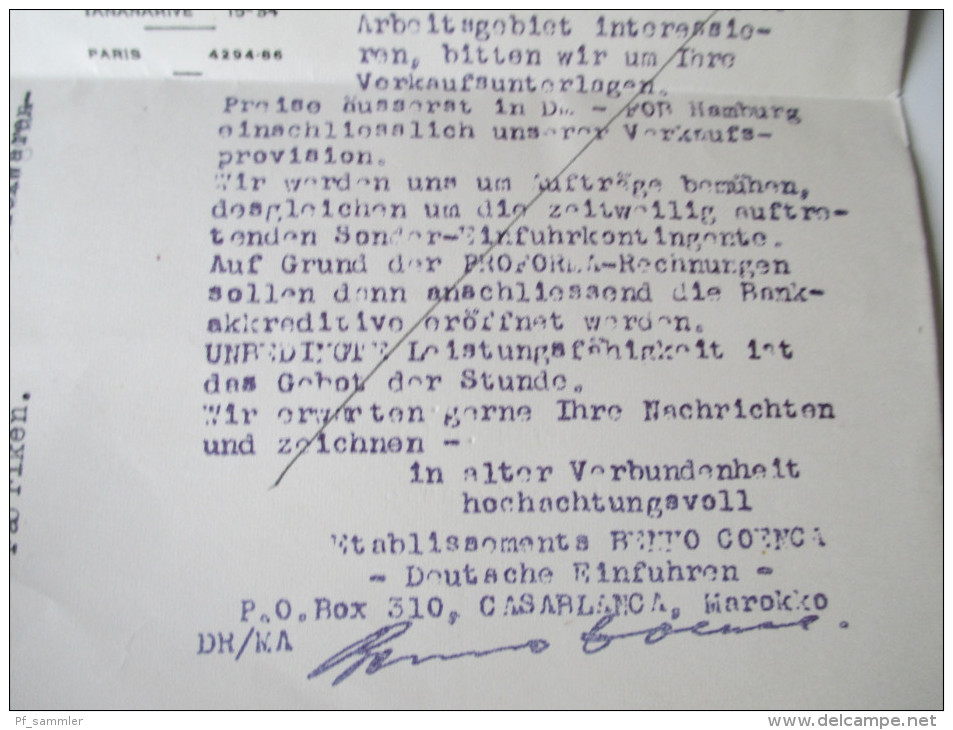 Marokko 1961 MeF Beleg nach Deutschland. Etablissements Benno Coenca. Deutsche Einfuhren.