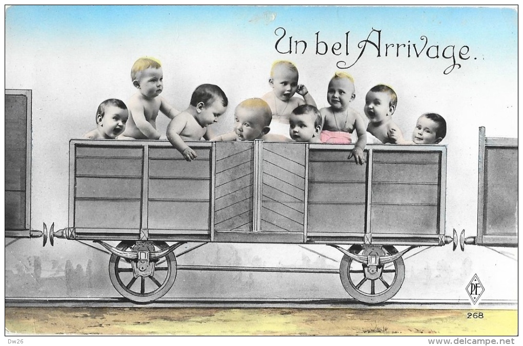 Un Bel Arrivage - Bébés Dans Le Wagon De Chemin De Fer - Carte P.F. N°268 - Bébés