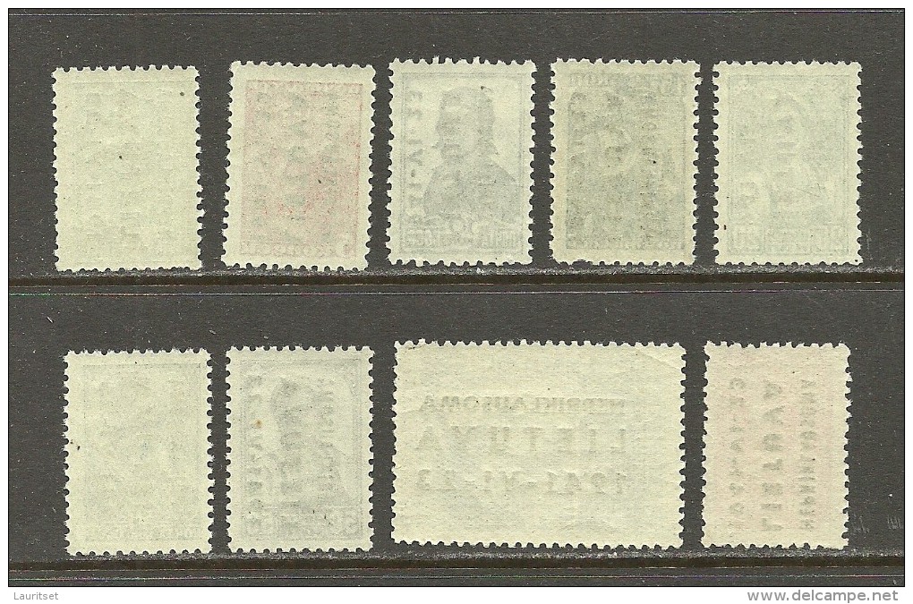 LITAUEN Lithuania 1941 German Occupation NEPRIKLAUSOMA Michel 1 - 9 MNH - Occupation 1938-45