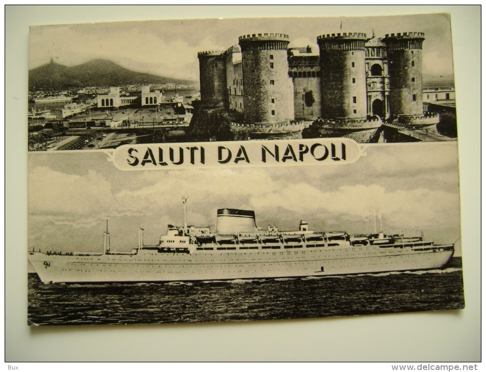 SALUTI DA NAPOLI  M/ N   MOTONAVE    POSTCARD USED  NAVE  PIROSCAFO  BATEAUX    ITALIE - Piroscafi