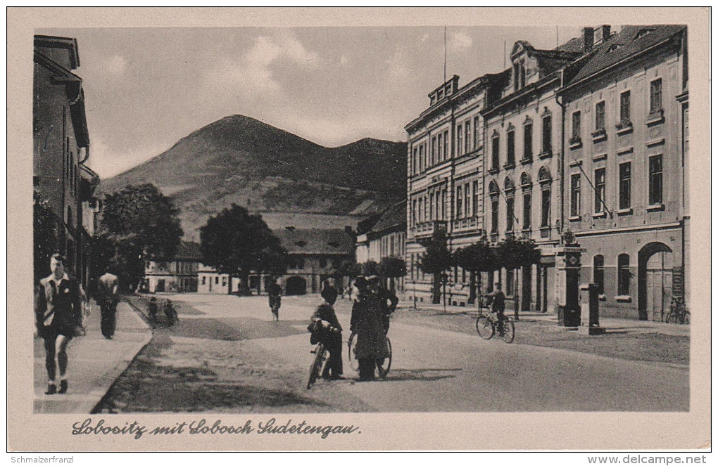 AK Lovosice Lobositz Strasse Mit Lobosch Lovos Tankstelle Gasthaus ? Bei Leitmeritz Litomerice Aussig Usti Tschernosek - Sudeten