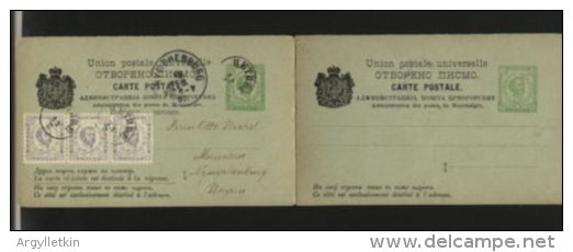 MONTENEGRO 1897 POSTCARD & REPLY CARD TO BAVARIA - Montenegro