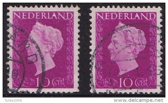 PLAATFOUT Witte Punt In A Van NederlAnd In 1947-48 Koningin Wilhelmina 10 Cent Purper NVPH 478 P ? - Plaatfouten En Curiosa