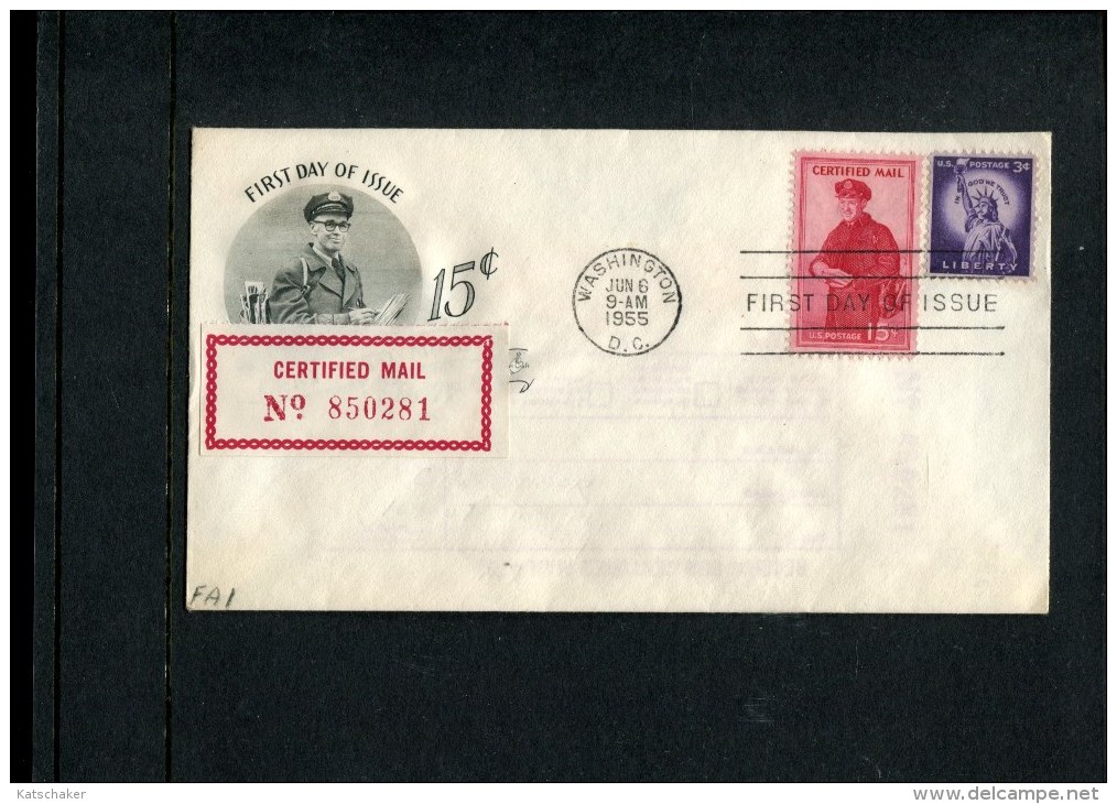 USA Fdc SCOTT Fa1 Certified Mail - 1941-60