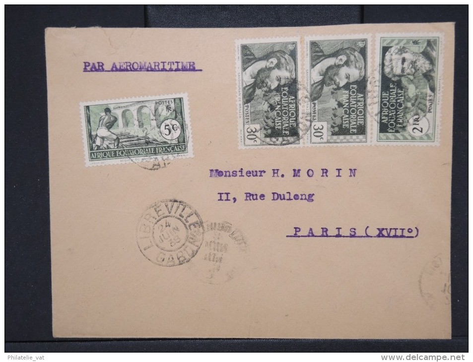 FRANCE-A.E.F.-Enveloppe De Libreville  Pour Paris  En 1939   Aff Plaisant     P5899 - Brieven En Documenten