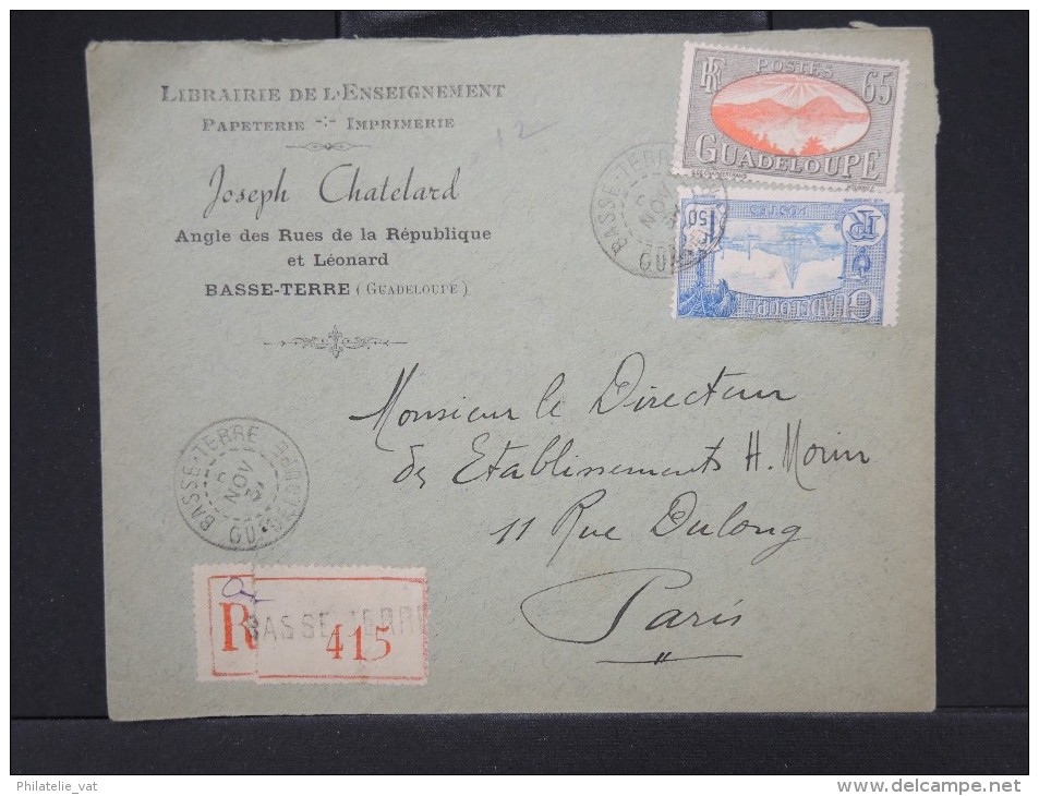 FRANCE-GUADELOUPE-Enveloppe En Recommandée De Basse Terre Pour Paris En 1937   Aff Plaisant     P5900 - Storia Postale