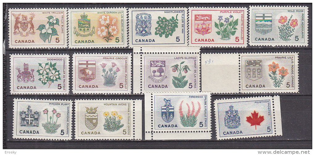 F0491 - CANADA Yv N°343/55 ** ARMOIRES ET FLEURS - Neufs