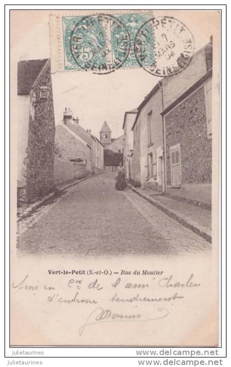 91 VERT LE PETIT Rue Du Moutier.CPA BON ETAT - Vert-le-Petit