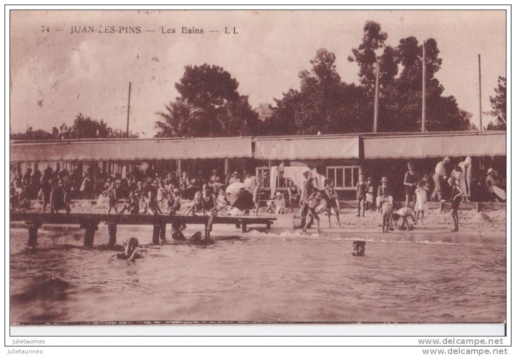 06 JUAN LES PINS LES BAINS TRES ANIMEES.CPA BON ETAT - Juan-les-Pins