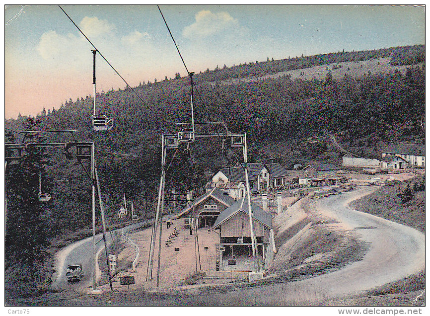 Col De La Schlucht 68 - Ski Ensemble Télésiège - Cachet Postal Linthal 1956 - Autres & Non Classés