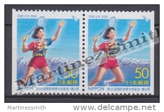 Japan - Japon 2000 Yvert 2899a, 55th National Sports Meeting, Badminton - Pair From Booklet - MNH - Nuevos